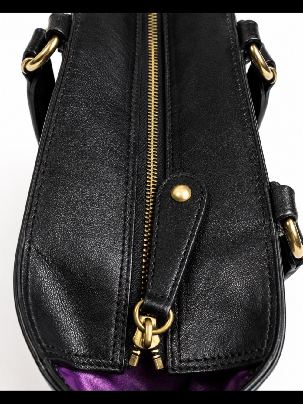 Coach 2010 East West Black Leather Studded Tote with Brass Hardware - Picture 3 of 7